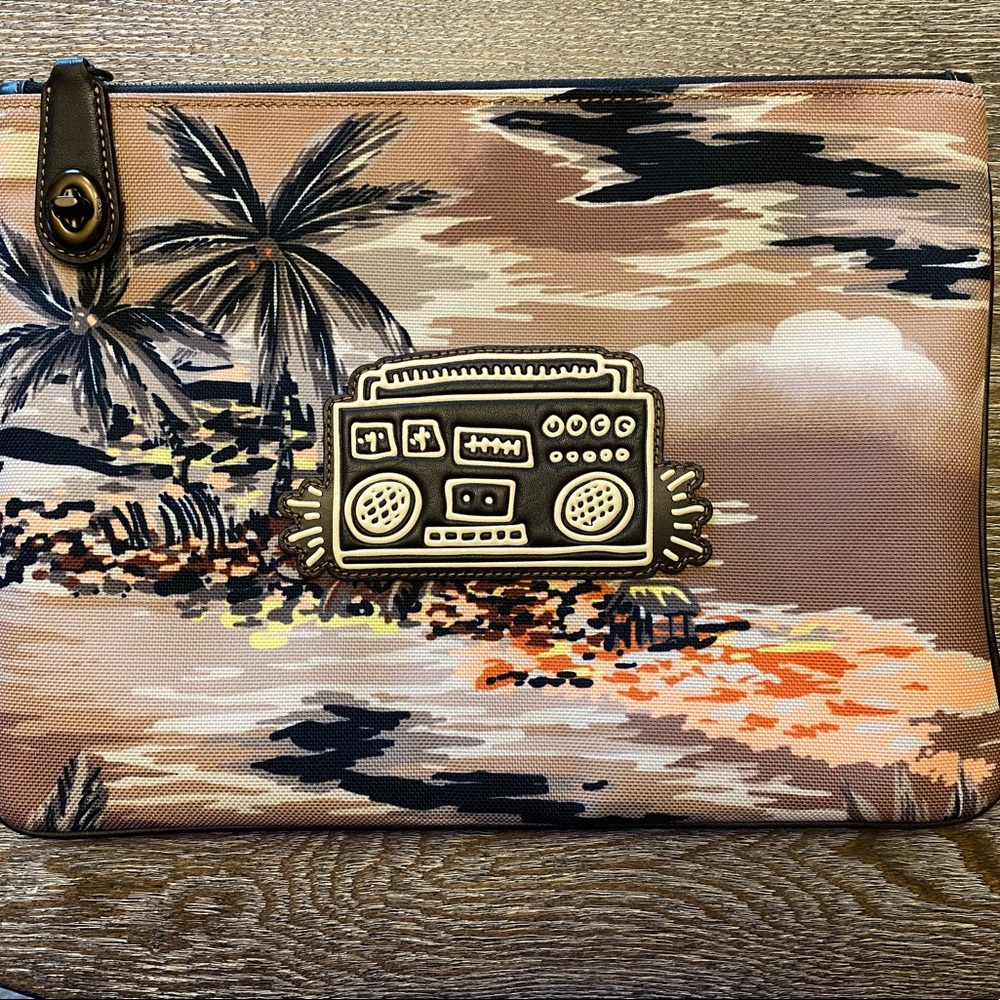 Coach X Keith Haring Canvas and Leather Turnlock Pouch